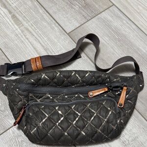 MZ Wallace Metro Sling Greg and Gold Quilted Crossbody Bag